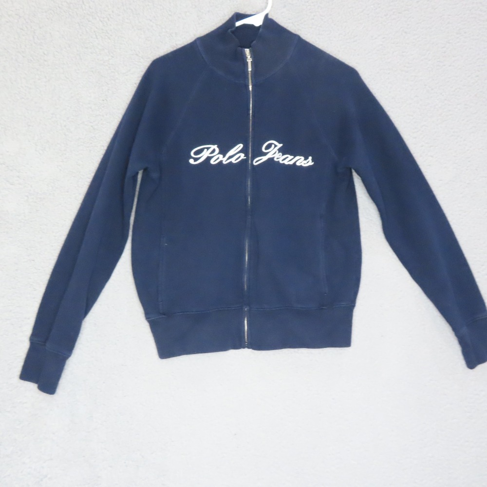 Polo Jeans Co Ralph Lauren Navy Blue Full Zip Sweatshirt‎ Script Logo Medium